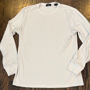 Theory Men’s  Light Grey Oyster Color Long Sleeve Knit Tee Shirt Size Medium